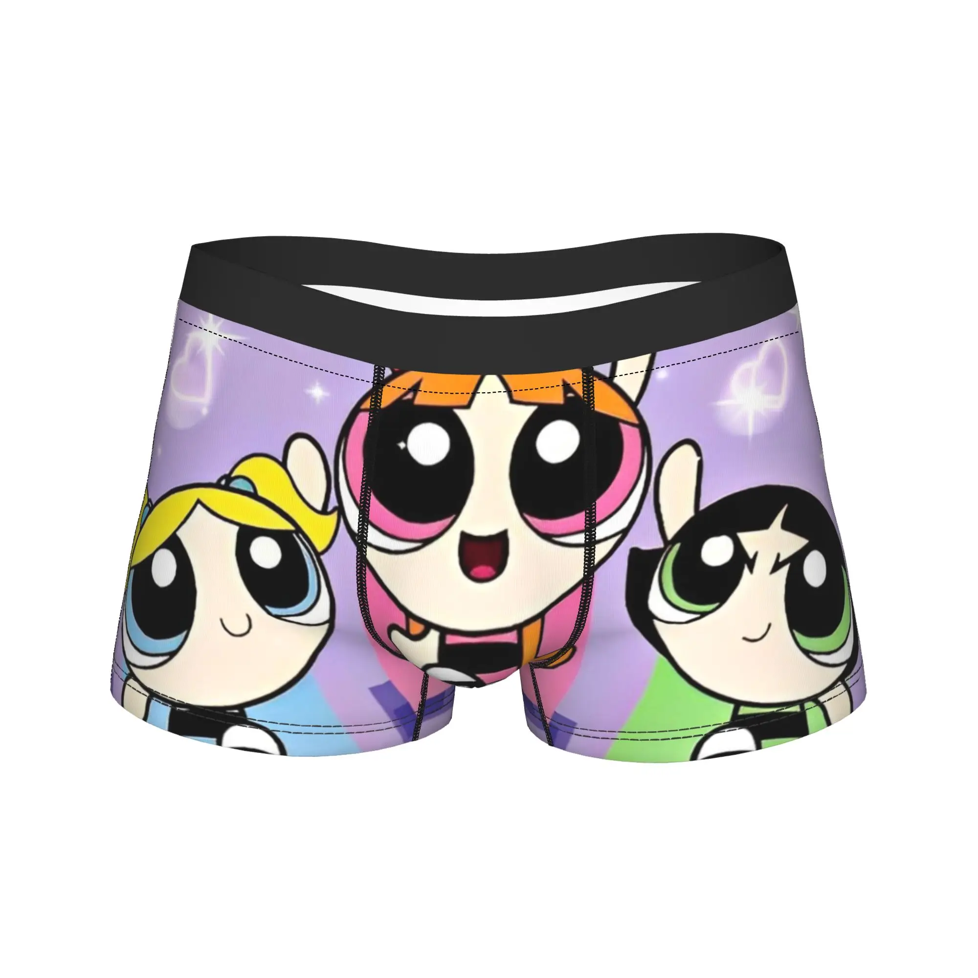Men P-Powerpuffs Girl Cartoon Long Underwear  Humor Boxer Briefs Shorts Panties Male Soft Underpants Plus Size