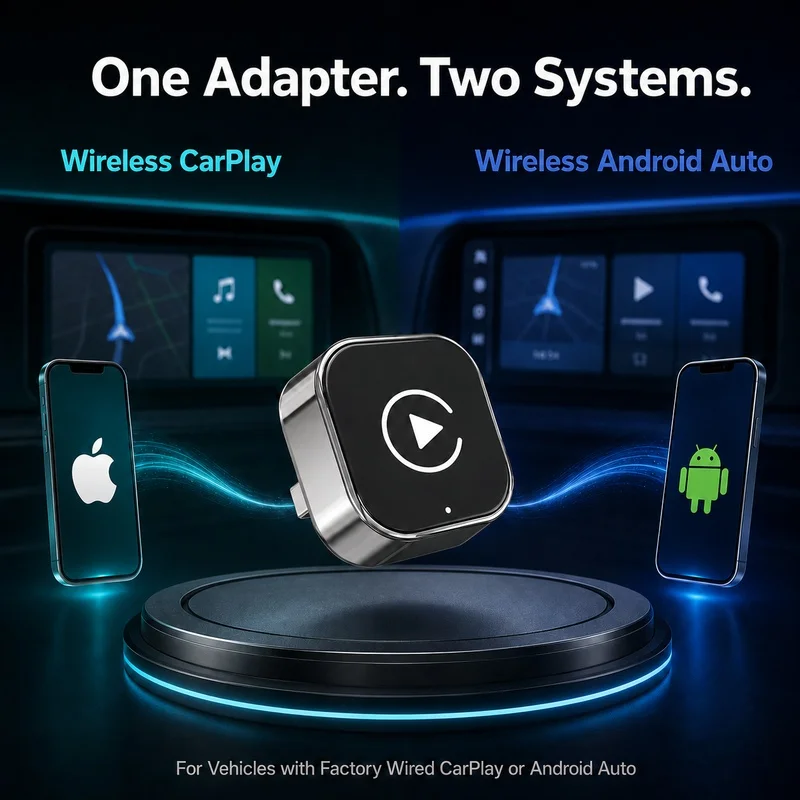 2 in 1 Wireless CarPlay Android Auto Adapter Wired to Wireless Smart Car Box for VW Toyota Nissan Honda Ford Mercedes Benz