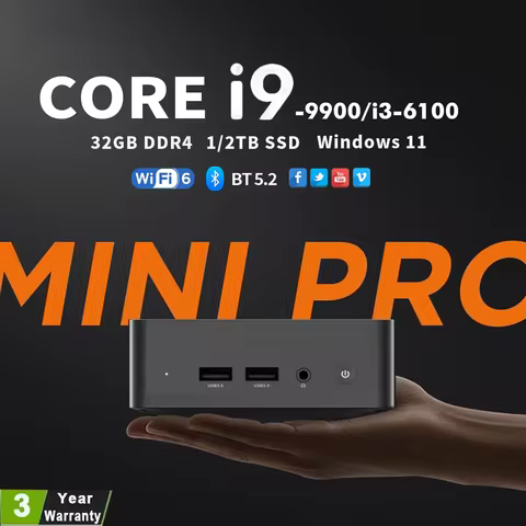 Core i9-9900 Mini PC Windows 11 32GB DDR4 512GB 1TB 2TB SSD Portable Gaming Mini PC WiFi6 BT5.2 4K Mini Computer PC Desktop