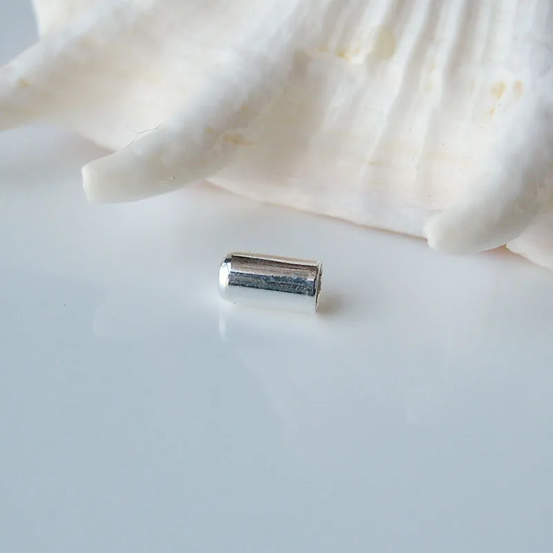 Solid 925 sterling silver cord end tips tube with 2mm hole,top sealed cord/string/chain/wire terminator