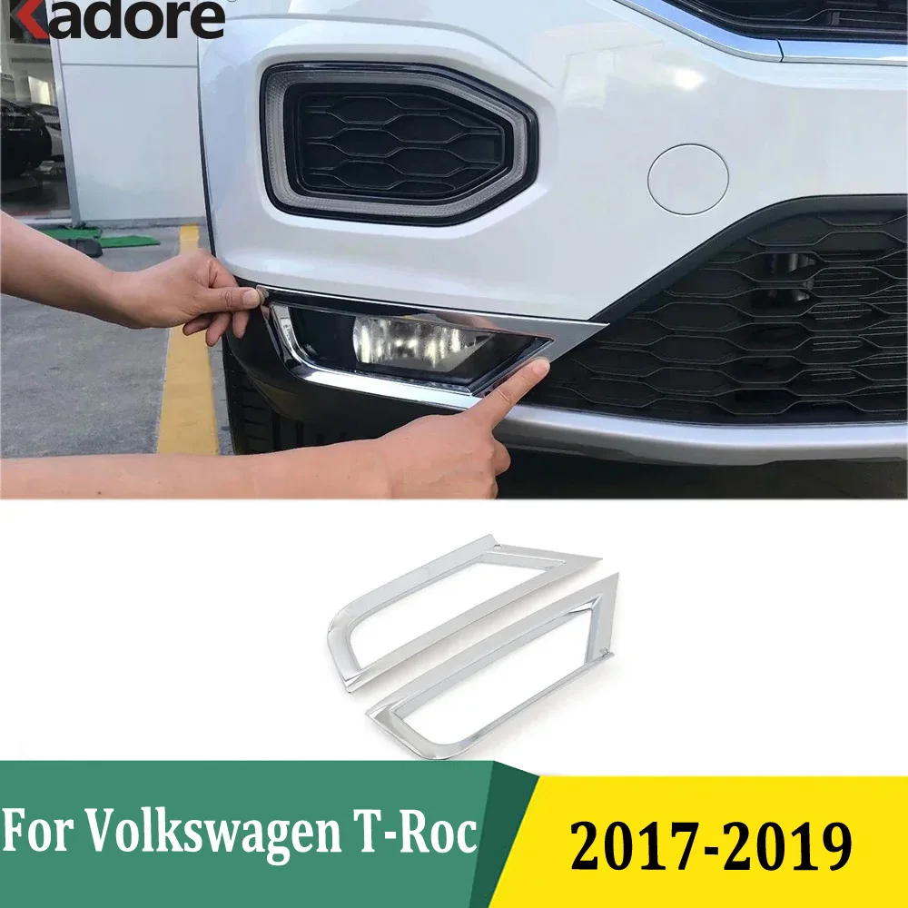 

For Volkswagen T-ROC TROC 2017 2018 2019 Front Foglight Fog Light Cover Trim Car Protective Accessories ABS Chrome 2pcs/set