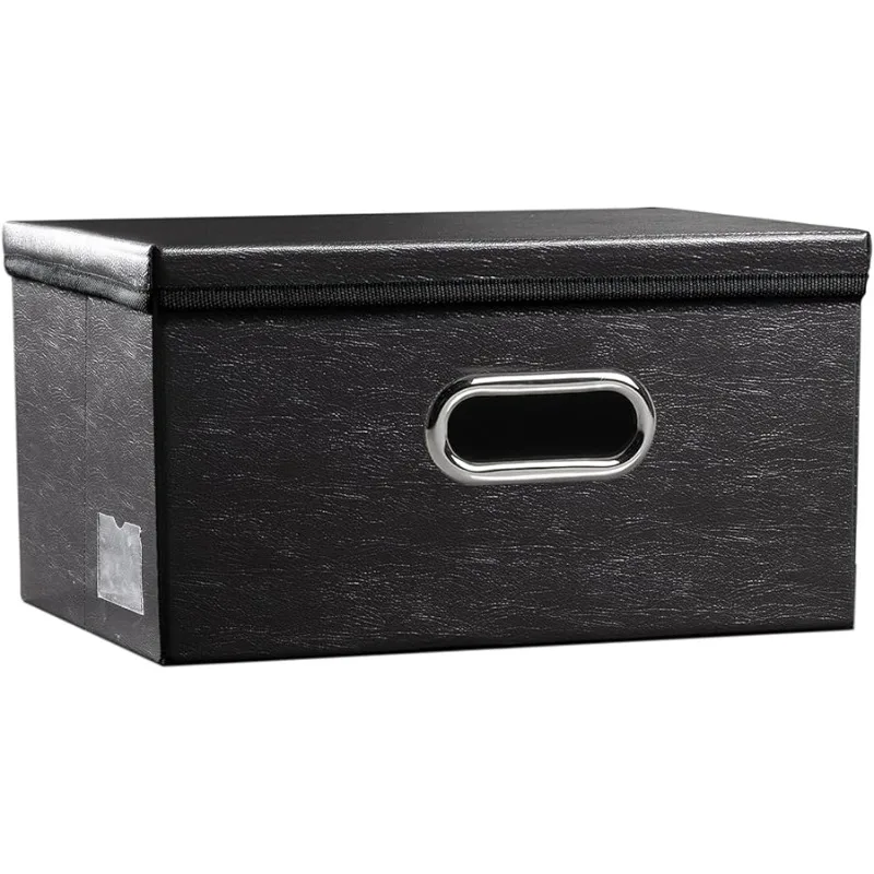 

Collapsible Storage Box with Lid [1-Pack] Leather Fabric Foldable Storage Bin Organizer Container Basket Cube with Cover for Hom