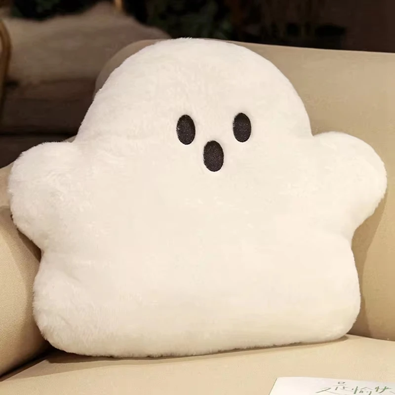 Cojín de felpa con forma de nube blanca para niños, muñeco bonito de fantasma, regalo de Halloween, decoración de silla de dormitorio para el hogar