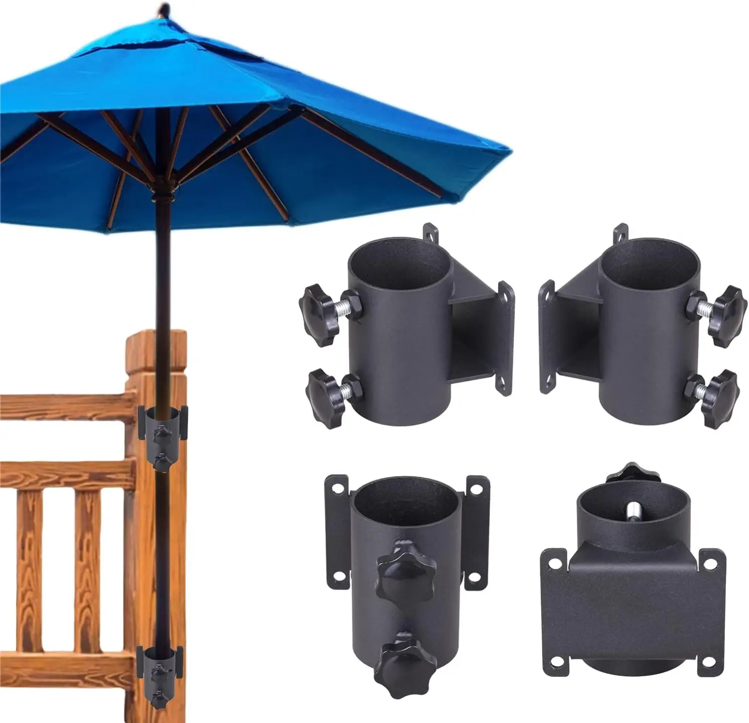 

Усиленный регулируемый металлический зажим-держатель для зонта, для перил террасы, балконов, лодок (подходит для труб с внешним диаметром до 2 дюймов)