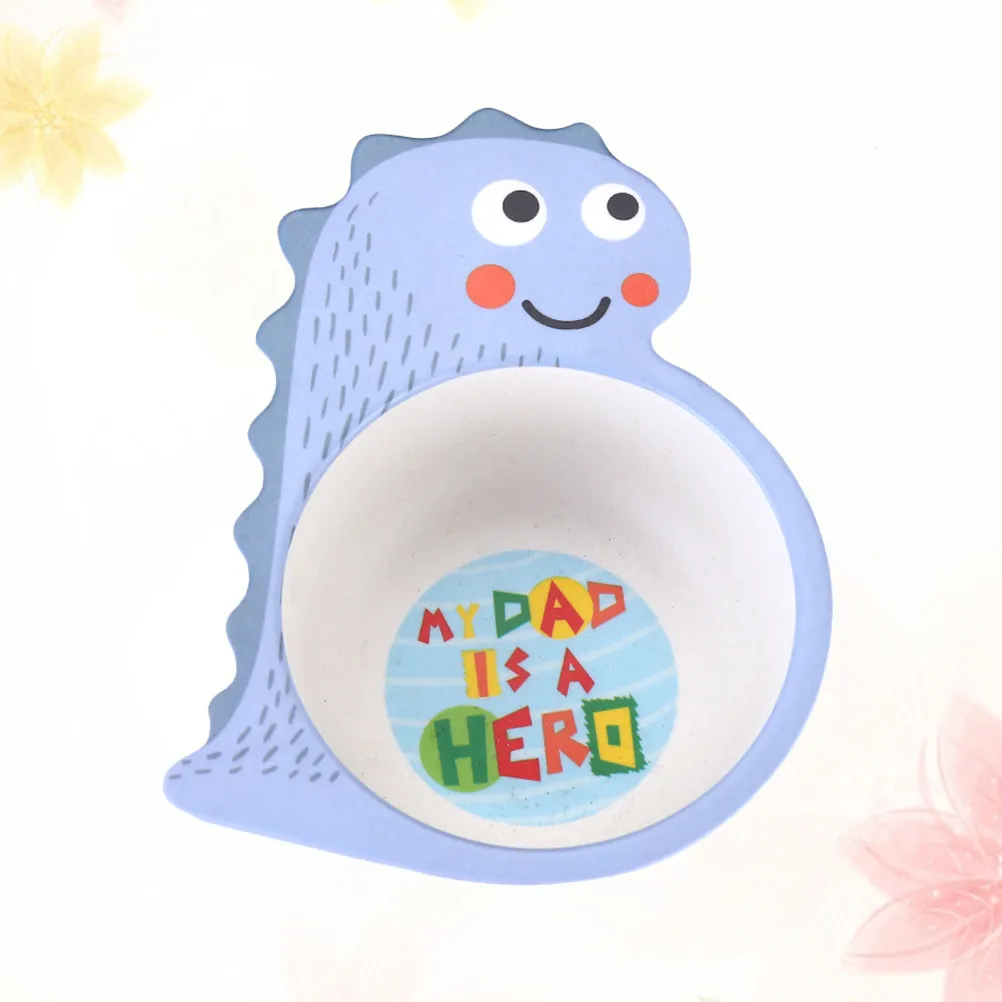 Portable Bamboo Fiber Kids Bowl Dinosaur Theme Smooth Texture Anti-Fall Design for Children Feeding Fruits Snacks Salad Dish