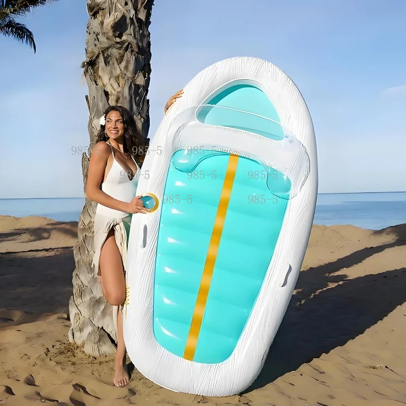 Outdoor Camping Water Play Inflatable Floating Island Pad, Watermelon Style Swimming Mattress Floating Row Bed