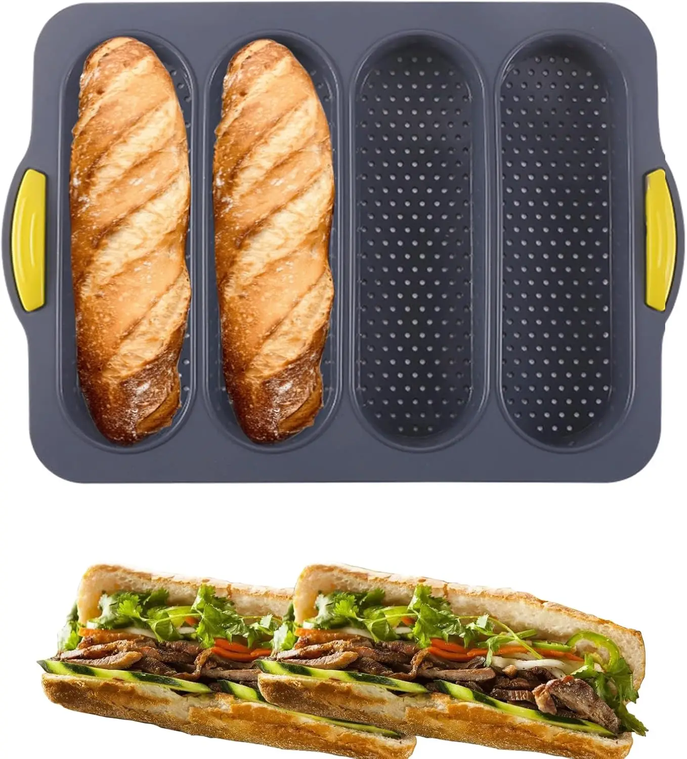 

Silicone Bread Loaf Pan, Nonstick Loaf Pan & Heat Resistant Baguette Bread Pan, Bread Mold for Baking, French Bread Baking Pan