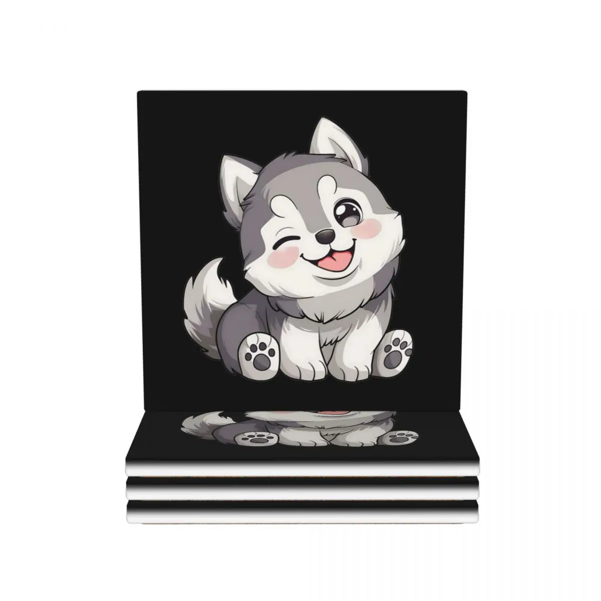 

Cute Winking Kawaii Husky Coasters Ceramics Hot Pad Table Decoration & Accessories Mat Placemats For Dinner Table Coffee Mat