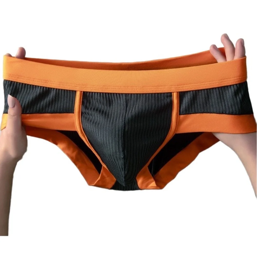 Men Briefs Underwear Bulge Pouch Contrast Color Underpants Panties Male Lingerie Elastic Butt Lifting Big Pouch Panties