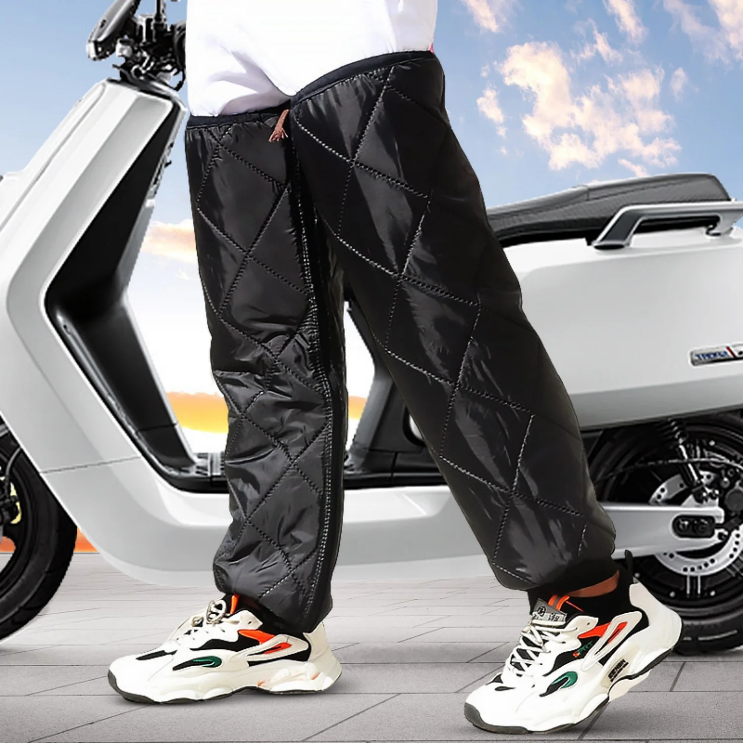 

70cm Winter Motorcycle Leg Warmer Windproof Thickened Plush Knee Pad Windshield Quilt Waterproof Leg Cover Cycling Leg Warmer