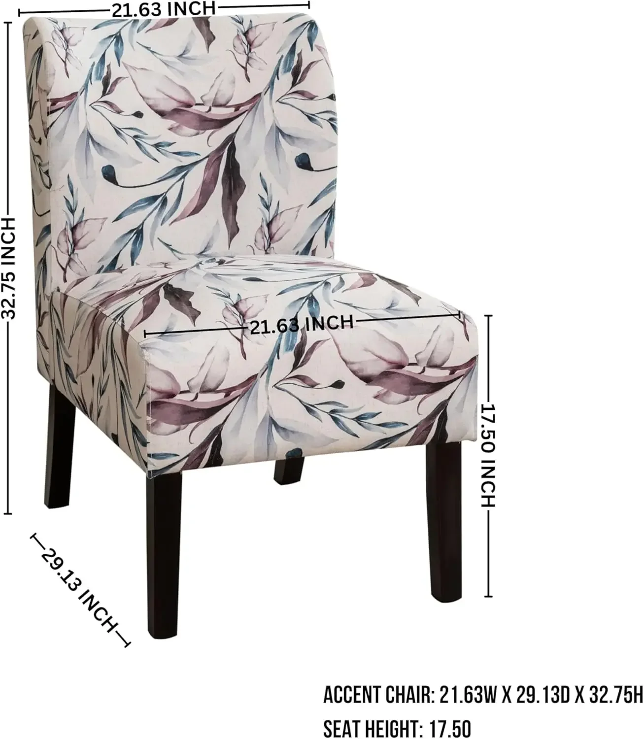 Capa Print Fabric Armless Contemporary Accent Chair, Purple Floral chairs living room  accent chairs   pink desk chair  nordic