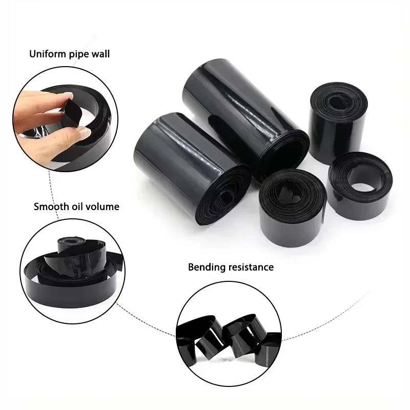 1m/5m Black PVC Heat Shrink Tube Width 50mm ~ 500mm 18650 Lipo Battery Pack Insulated Cable Sleeve Protection Battery Film Wrap