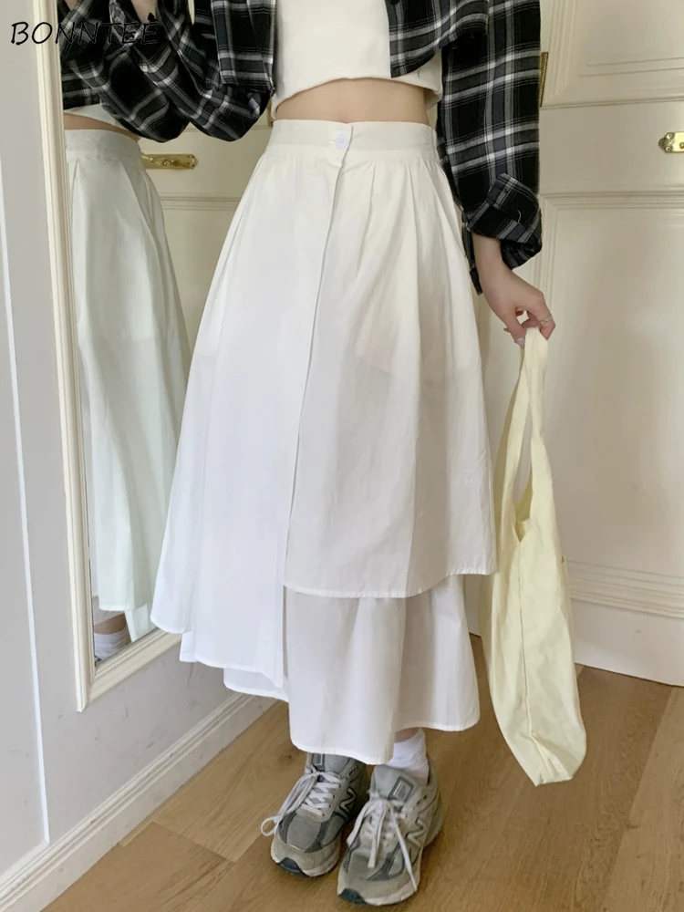 Japanese Skirts Women Sweet Girls Baggy Tender Irregular Faldas Literary High Waist Fashion Streetwear Students All-match Daily