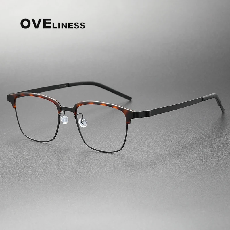 Acetate Titanium eye Glasses Frame men Women 2023 Square Screwless Prescription Eyeglasses frames Men Optical Spectacles Eyewear