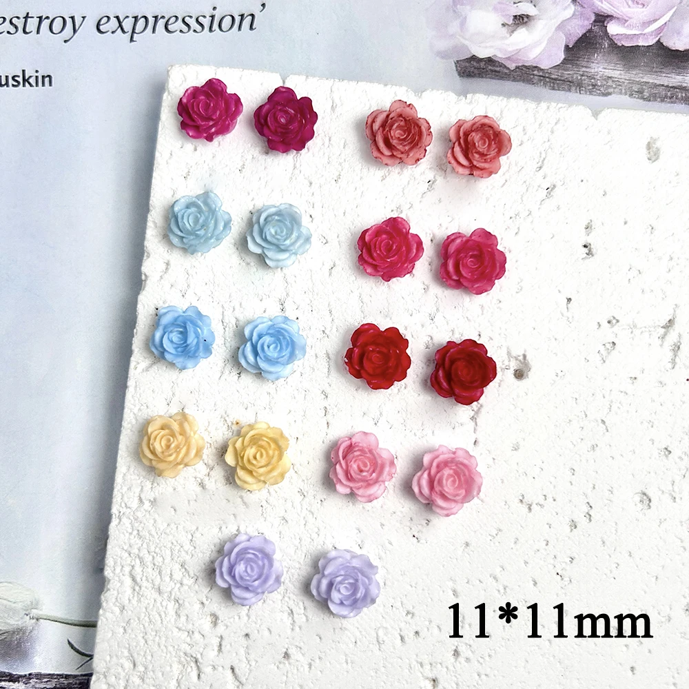 Leuchtende kreative weiche Blumen Harz Nagel Charms mehrere Farben süße Rose Nail Art Dekorationen für DIY Ohrringe Nägel liefert