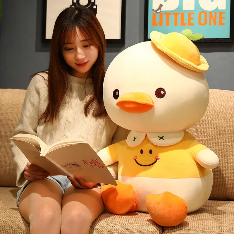 Kawaii Yellow Smile Duck Plush Toy Cute Stuffed Animals Plushies Doll Anime Cartoon Soft Kids Toys for Girls Boys Birthday Gifts