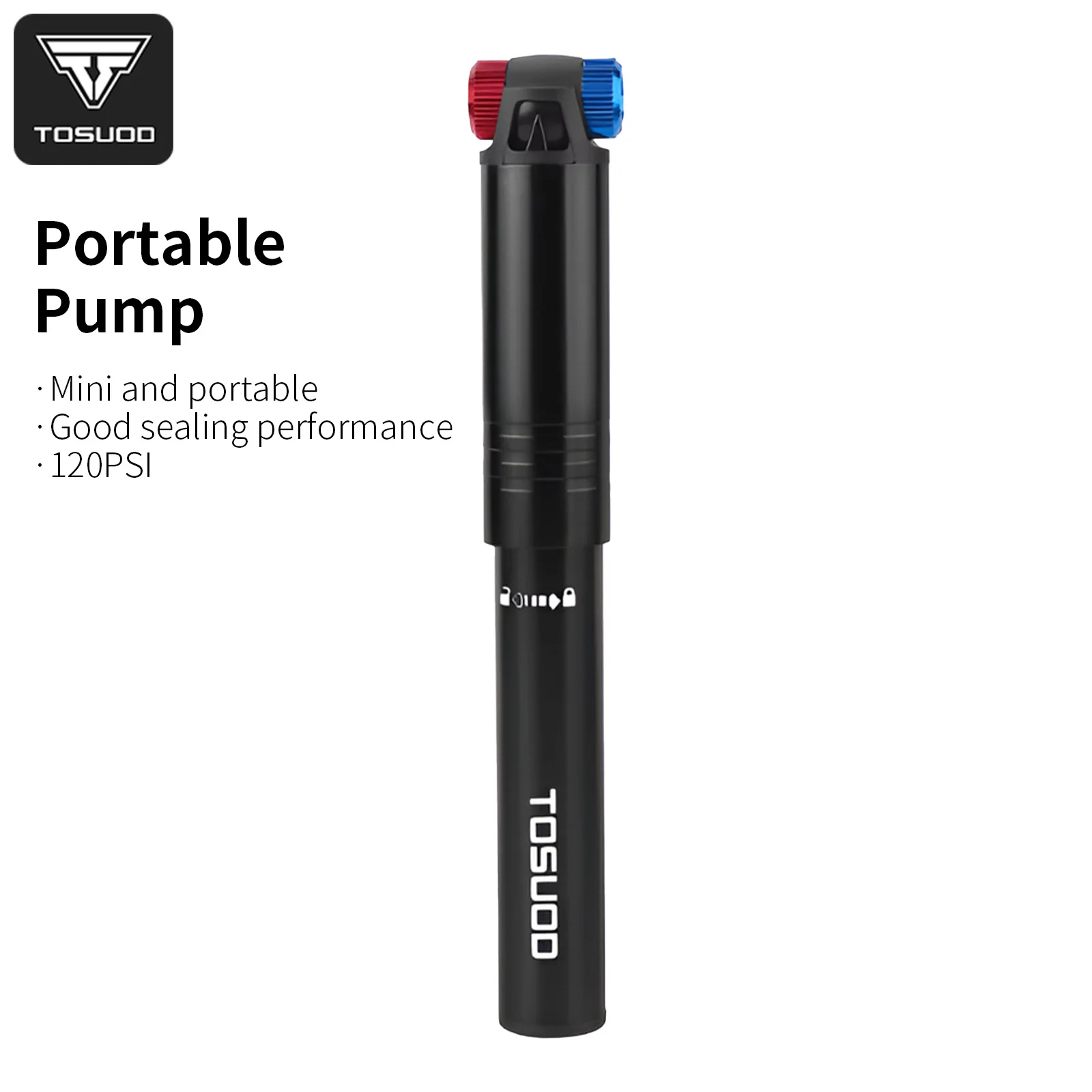 

TOSUOD Mini Bike Pump Aluminum Portable Bicycle Pump 120 PSI Ultralight Air Pump Tire Inflator MTB Road Bike Cycling Accessories