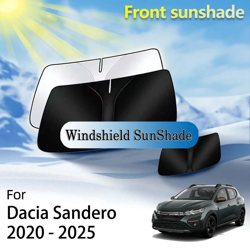 Front Sunshade For Dacia Sandero Stepway 3 III 2020 - 2025 2024 2021 Accessories Window Heat Insulation Sun Protection Interior