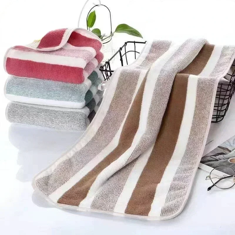 1 Pc Striped Pattern Towel Set Soft Hand Towel Bath Towel Quick Drying Absorbent Towels For Bathroom