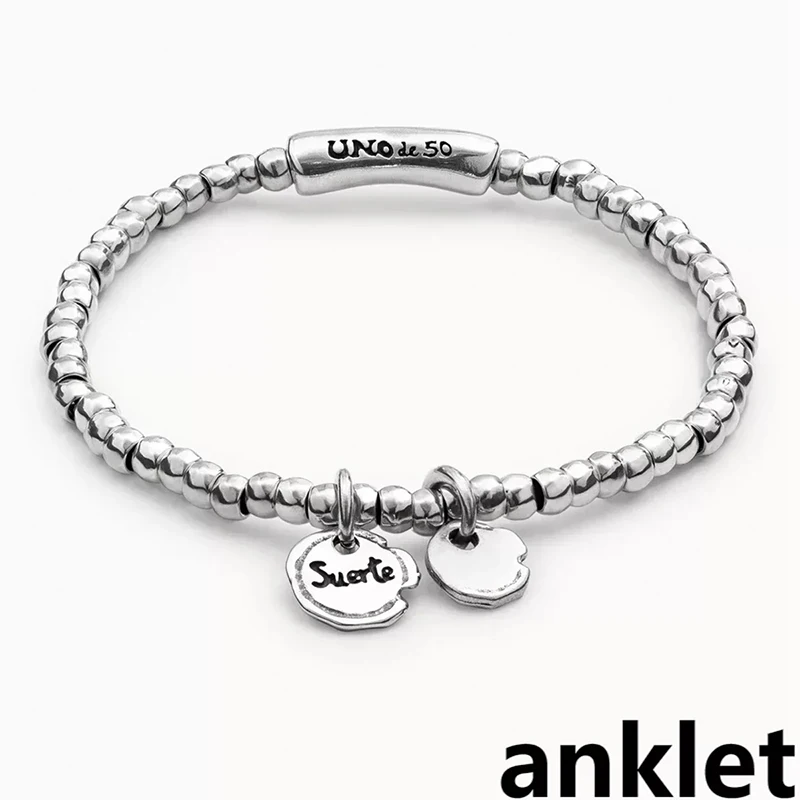 

New UNOde50 silver metal anklet simple fashion temperament female anklet summer beach barefoot sandals accessories