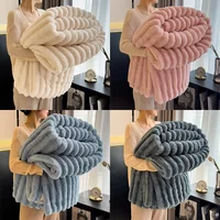 1pc Throw Blanket for Bed - 250GSM Soft & Warm Fluffy Blanket, Decorative Striped Blankets for Winter  Nap / Sleep 4