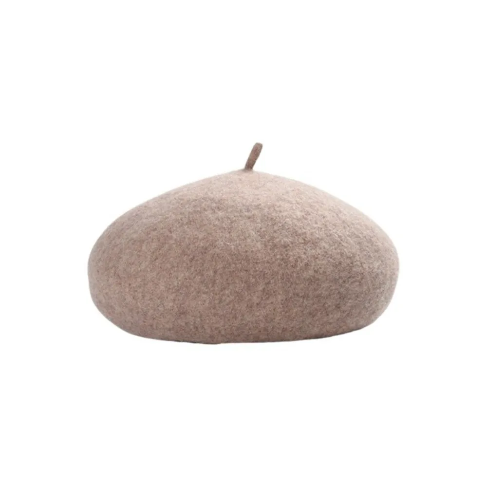 

Elegant Cloud Women Wool Berets Plush Keep Warm British Beanie Hat Solid Color Korean Style Artist Hat Ladies