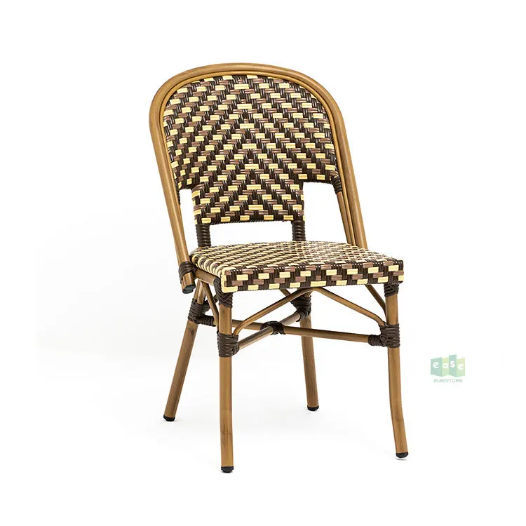 Moderner Outdoor-Esszimmers tuhl Pe Imitation Rattan Französisch Rattan Stuhl dreiteiliges Set Restaurant Café Milch tee Shop Rattan