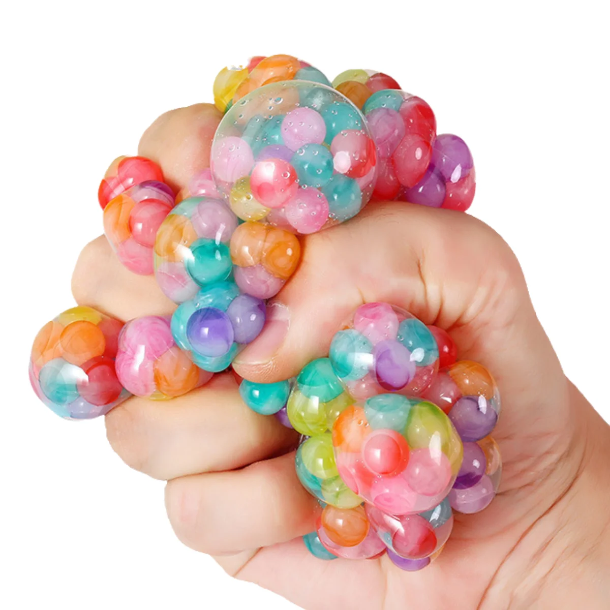 The Rainbow Bead Pressure Reducing Ball Squishy Fidget Toys Funny Stress Reliever Reduce Pressure Prop for Childrens and Adults view 2