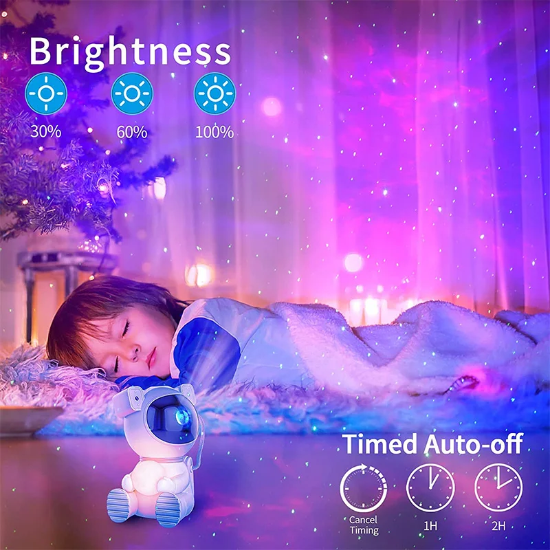 Imagem -06 - Sorriso Astronaut Galaxy Projetor Starry Sky Night Light Cute Moon Star Lâmpada Led Home Room Bedroom Decoration Children And Adults Gift