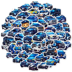 50pcs Kids Cartoon Police Car valigia Toy Box Scooter Notepad adesivo impermeabile