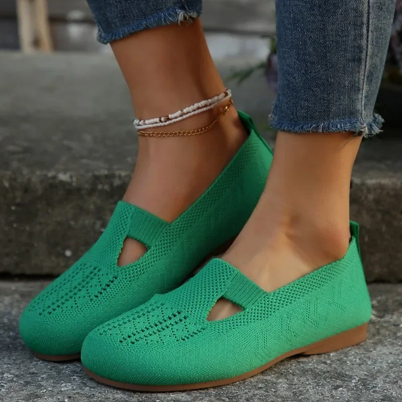 Ladies Shoes 2024 New Slip on Women Flats Autumn Round Toe Breathable Mesh Solid Solft Sole Light Casual Flat Comfortable Shoes