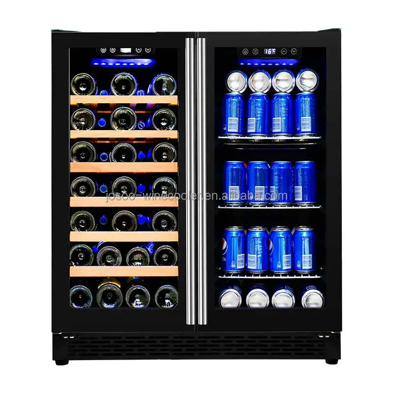 

120V 66 Bottles Wine and Beverage Dooler Double Glass Door Fridge Cabinet Beer Refrigerator Compressor Cellar