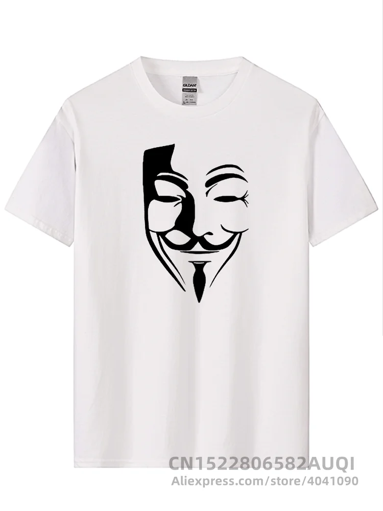 Men\'s High Quality 100% Cotton T-shirt V Word Vendetta Printing Summer Loose Male T-shirt Casual Men T-shirt Hip Hop Tops