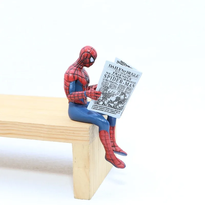 Figuras de acción de superhéroe de Los Vengadores de Marvel, 7-8cm, accesorio de Spider Man, modelo de serie, accesorios de coche, juguetes para niños, regalos, 4 Uds.