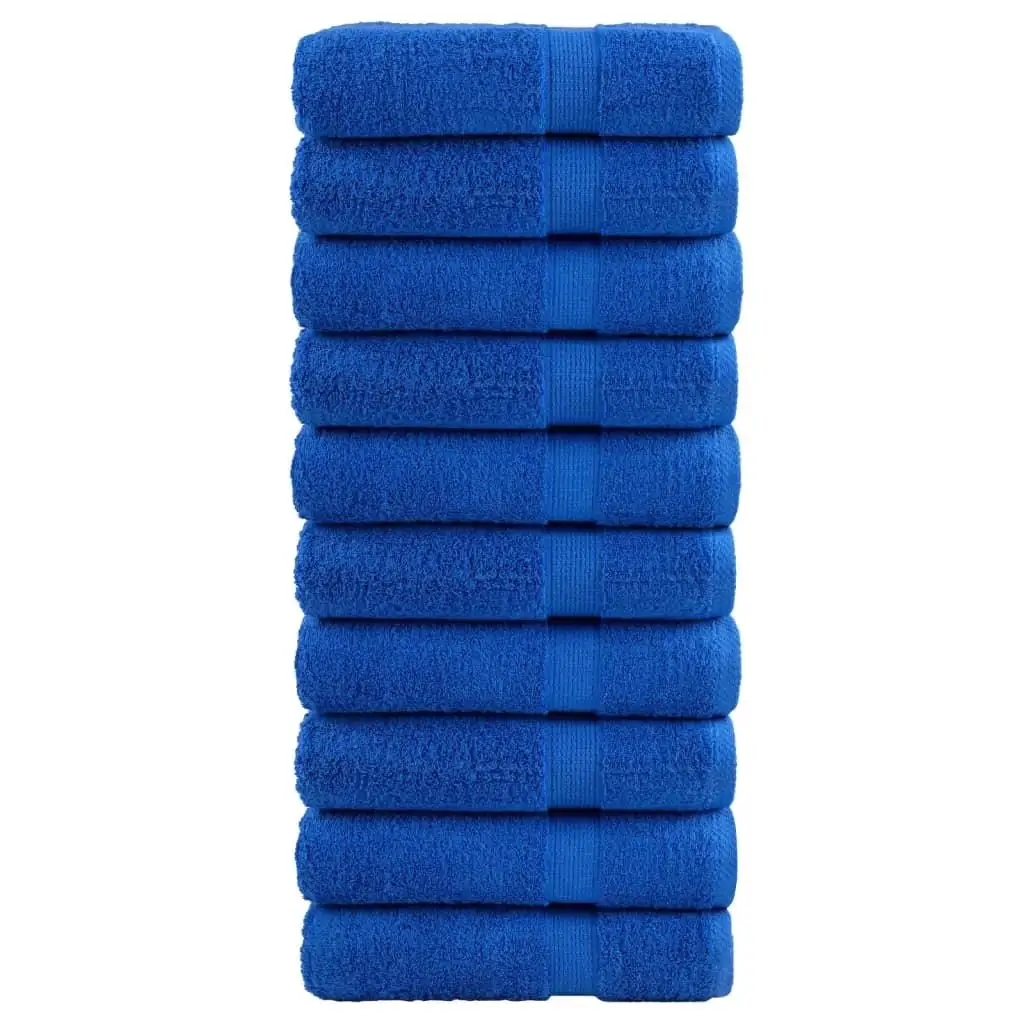 SOLUND Premium Blue Hand Towels 10pcs, 50x100cm, Ultra-Absorbent 600gsm for Spa & Home Use