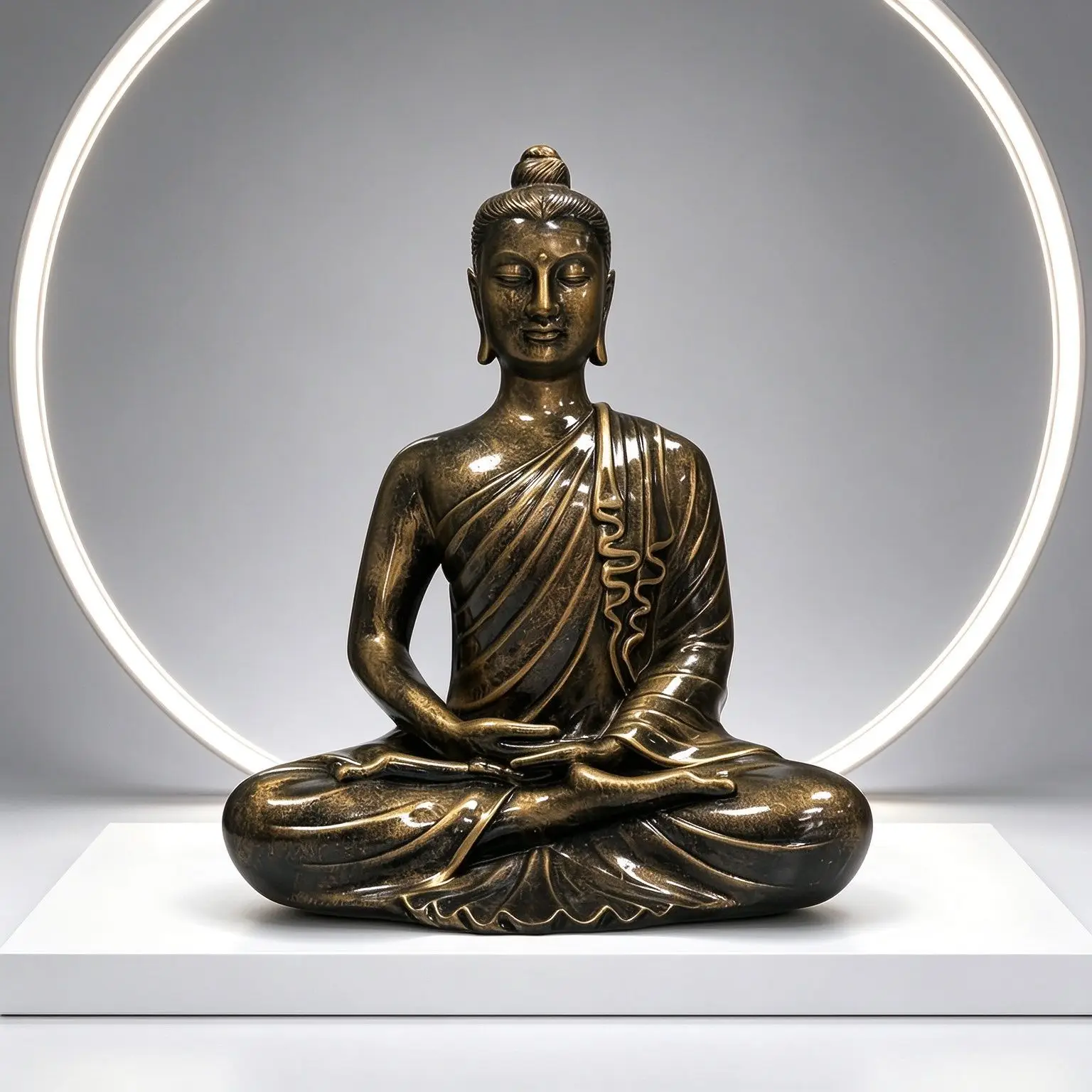 Buddha Statue Resin Zen Meditation Seated Figurine Sculpture for Home Living Room Decor, Temple Decoration, Buddhist Ornament - view 3