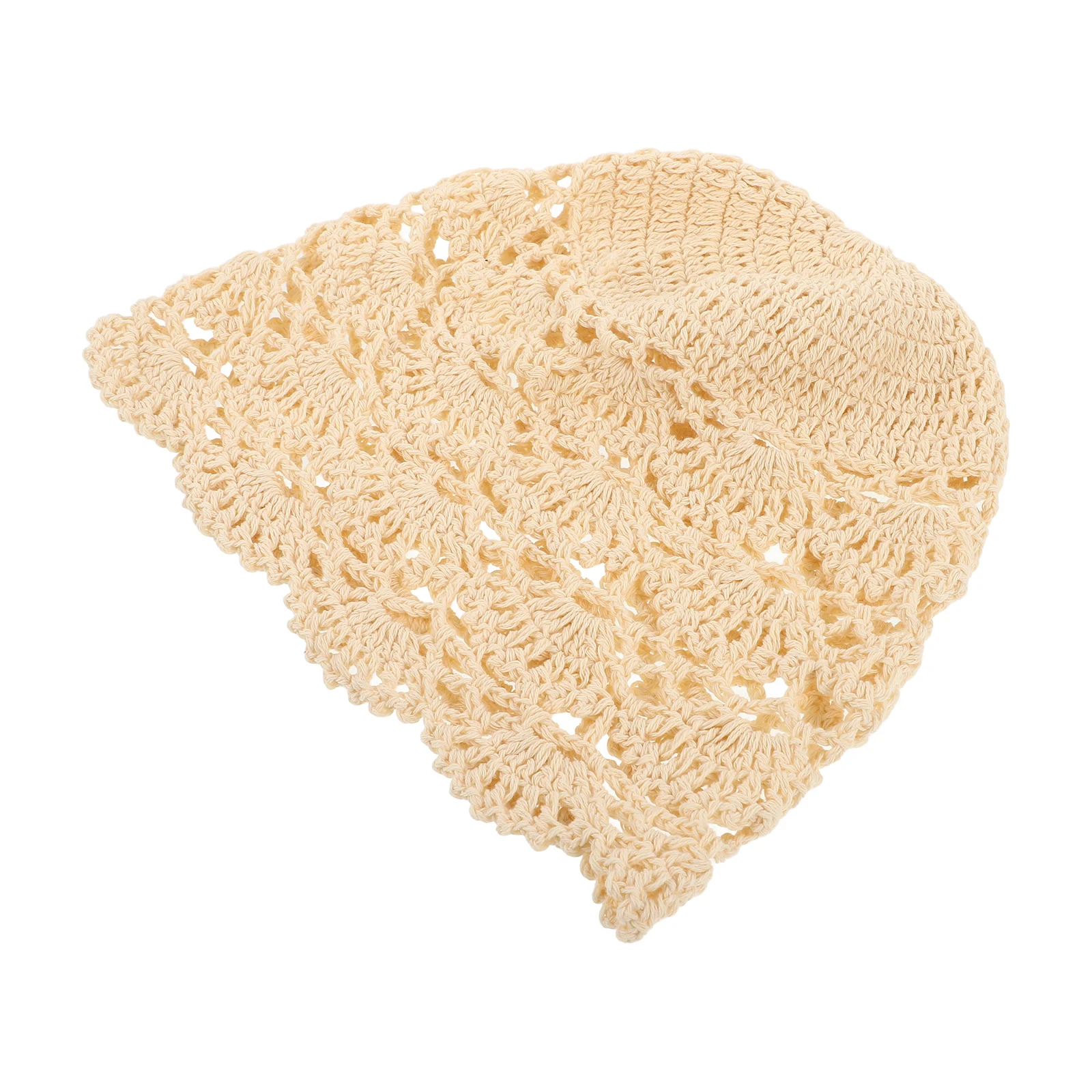 

Retro Headscarf Hats Women Crocheted Lace Skull Cap Cotton Beanie White Scalloped Turban Hollow out Hat Vintage Turban Elegant