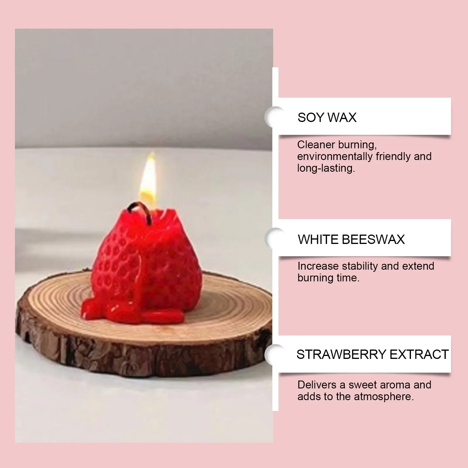 

Strawberry scented candles, New Year's birthday gifts, hand-held gifts, holiday decorations, retro desktop crafts