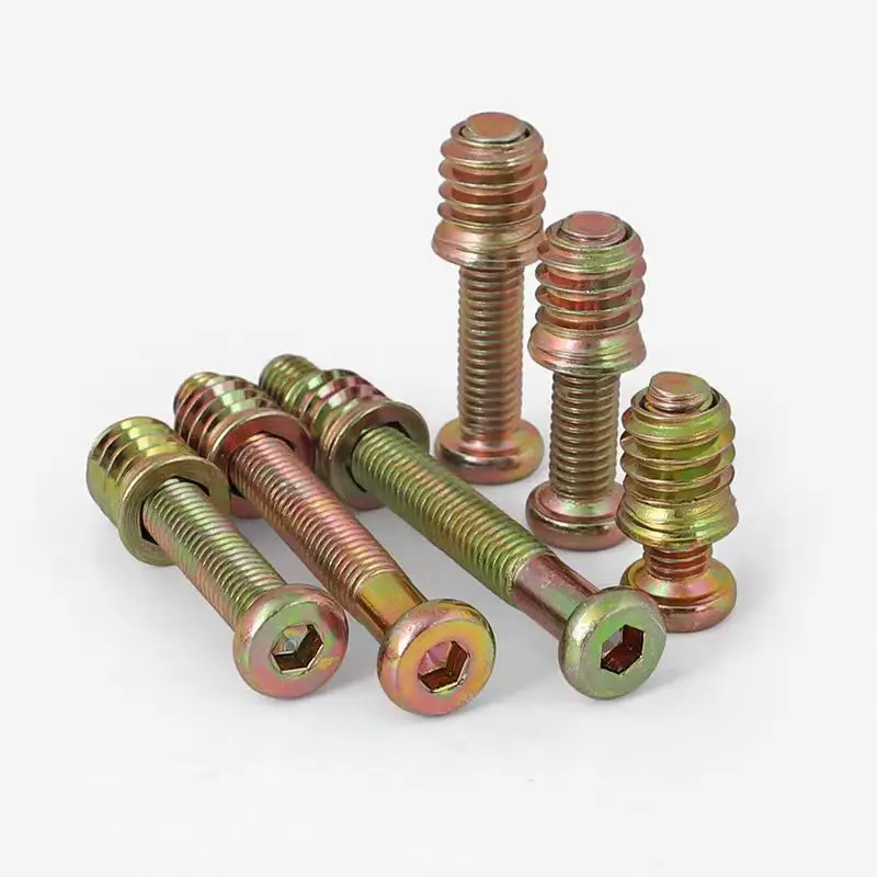 M6&M8 2-in-1 Furniture Screws Fastener Internal Outer Teeth Embedded Nut Board Bed Connecting Piece Table Chair Cabinet Set Nut