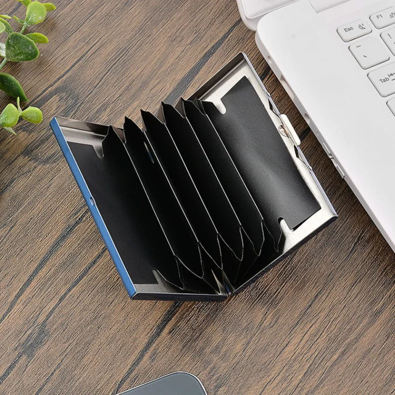 Rfid Kreditkartenetui Herren Minimalistisches Portemonnaie Aluminium Bankkartenetui mit Geldscheinklammer Designer Porte Carte – Detail 11
