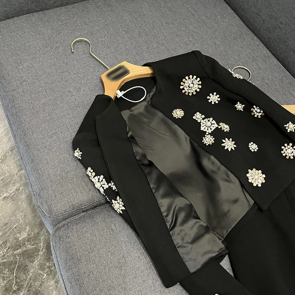 TWOTWINSTYLE, conjuntos de dos piezas elegantes y lisos para mujer, Top de manga larga con cuello redondo, pantalones de cintura alta, conjunto elegante para mujer YSE109126