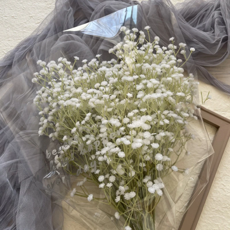 Artificial Plastic Soft Rubber Gypsophila Babys Breath Flower Branches Wedding Bouquet Floral Arrangement Accessories Home Decor