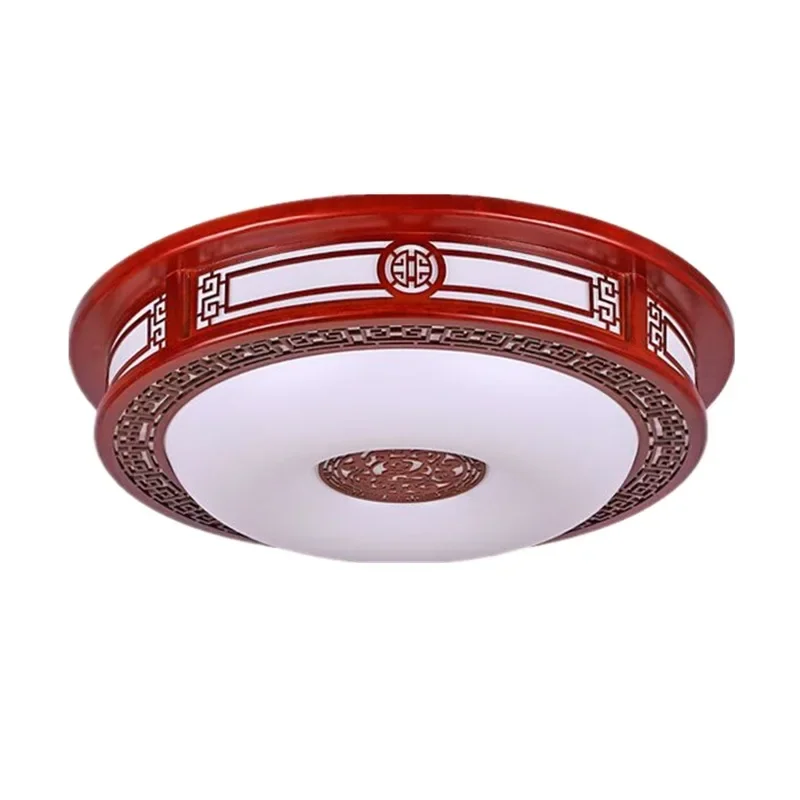 

New Chinese-style solid wood living room ceiling light mahogany octagonal round