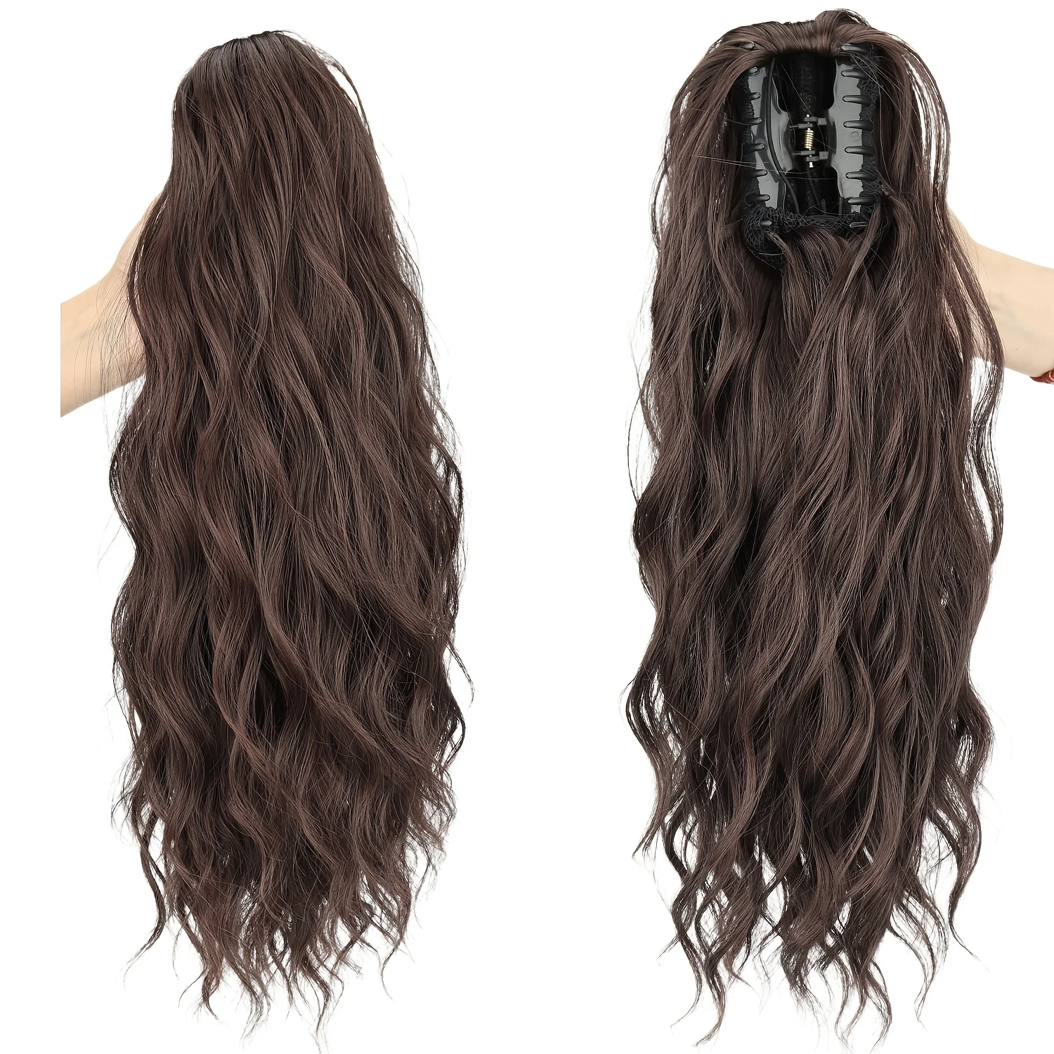 Blonde Klett-Haarspange für Pferdeschwanz, 16 Zoll, natürlicher, gewellter Pferdeschwanz, Clip-in-Haarverlängerung, dickes Pferdeschwanz-Haarteil für Frauen, für den täglichen Gebrauch