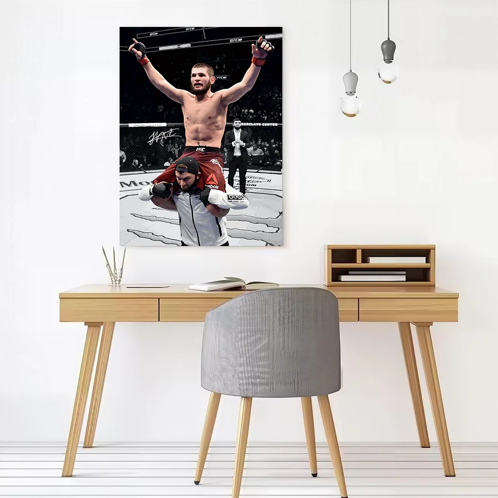 Khabib Nurmagomedov Celebrates Victory Poster Customizable Printed Canvas Painting for Pictures Wall Art Gaming Room Decoration