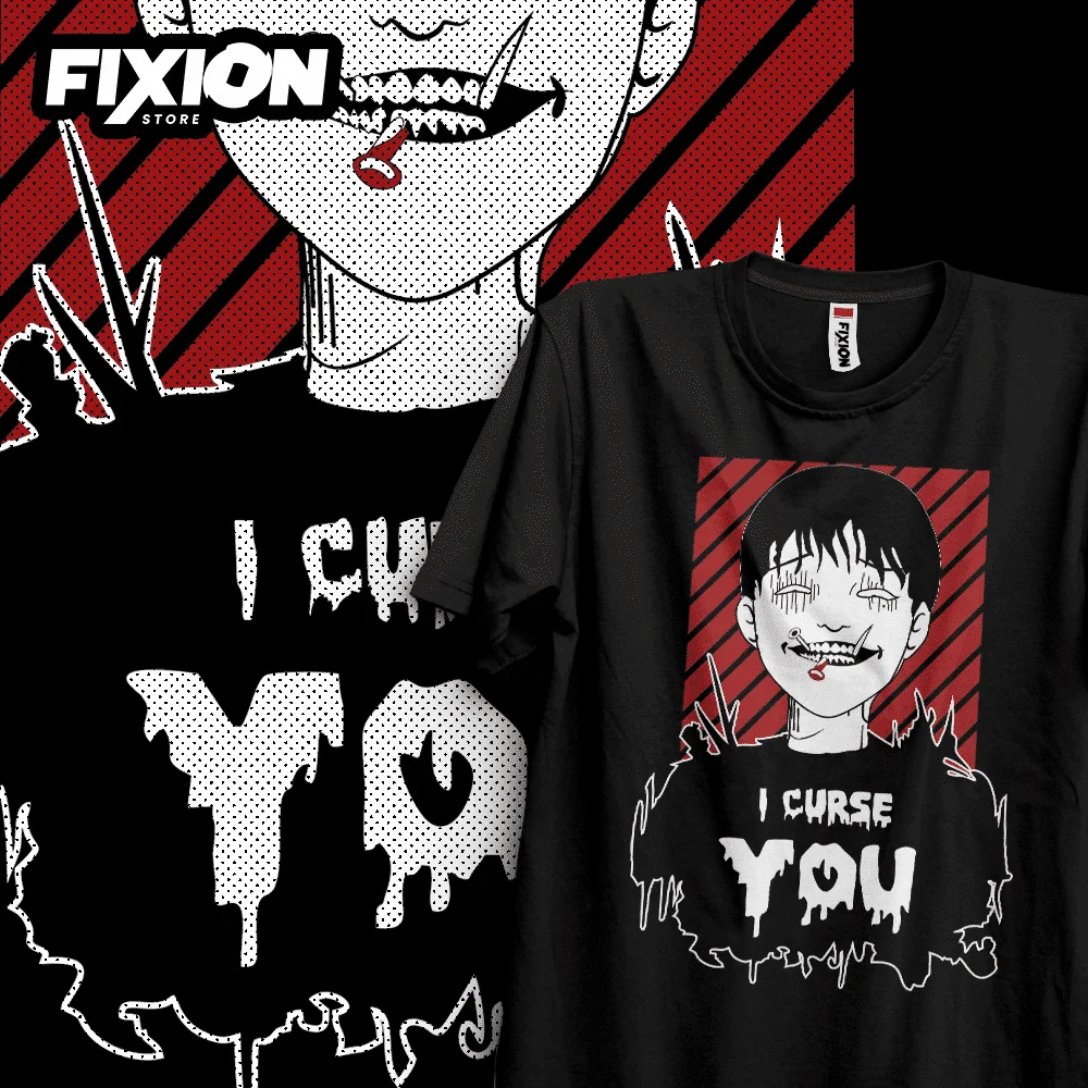 Anime T shirt Junji Ito – Colección Abril #12 (negra) Manga Tee