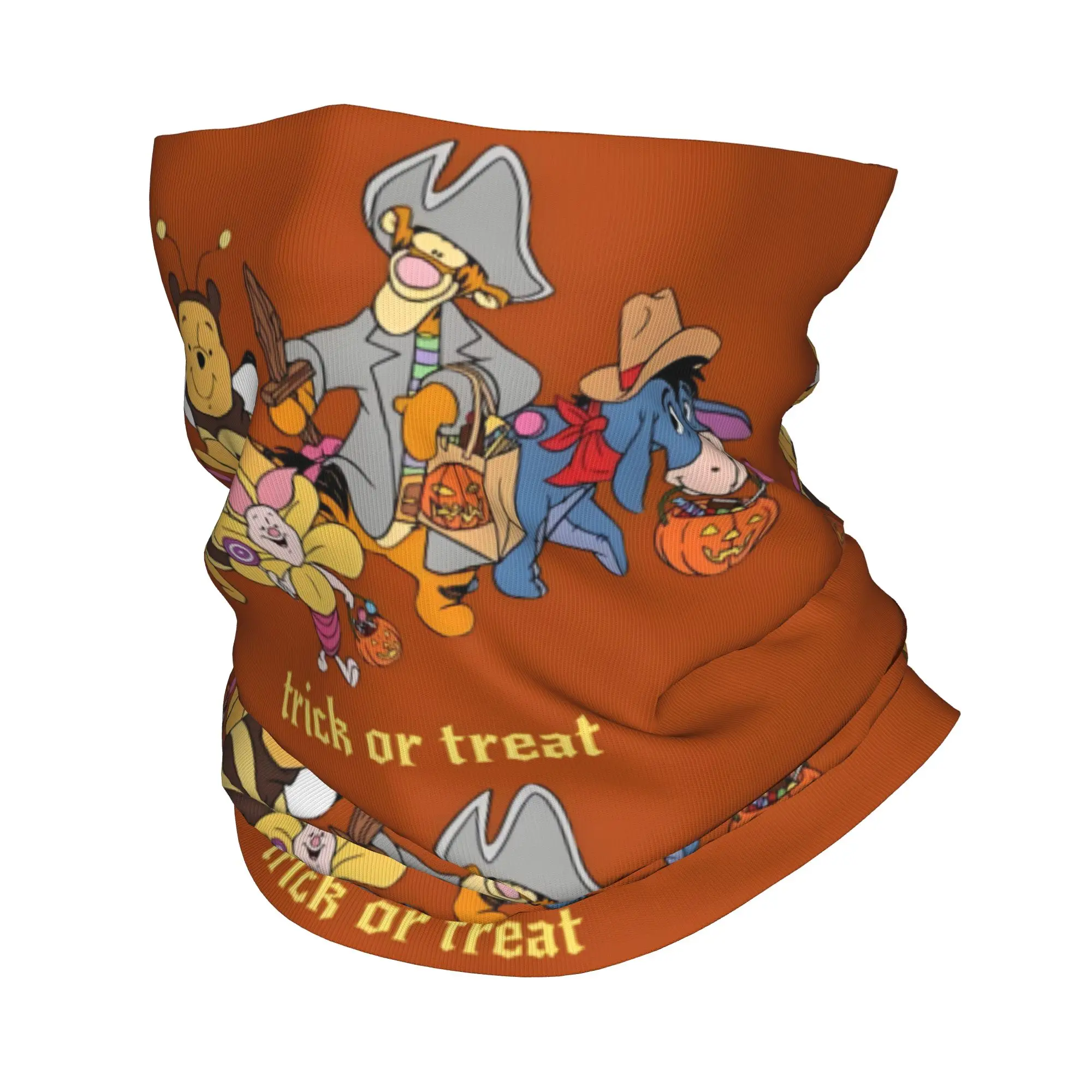 Custom W-Winnie The P-Pooh  Bandana Winter Neck Warmer Windproof Wrap Face Scarf for Hiking Pumpkin Halloween Gaiter Headband