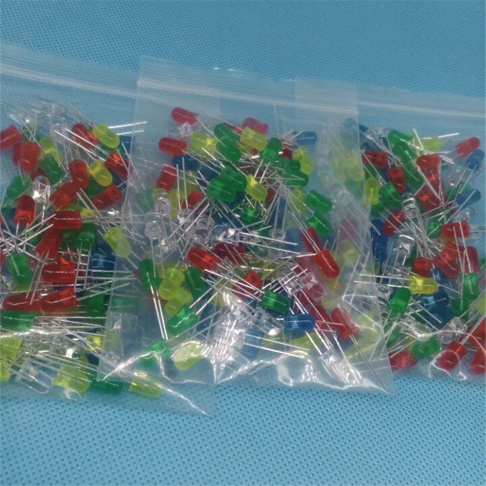 100pcs 5mm diode 2pin Round Cool white /red /blue / green / yellow LED lamp light chip