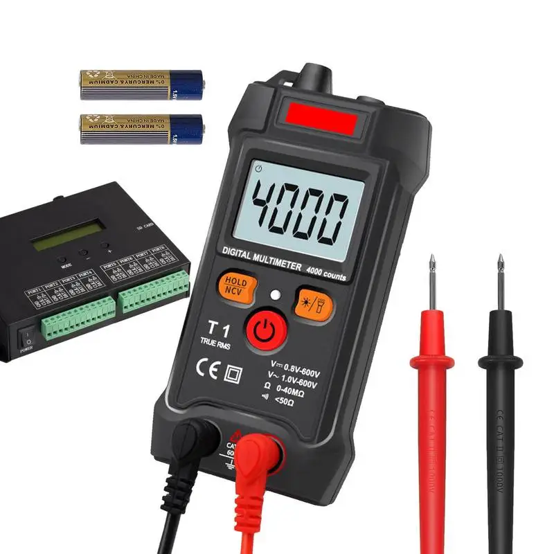 Multimeter Tester Auto-Ranging Tests 4000 Counts Portable DC AC Voltage Tester Ncv Contactless Battery Powered Electrical Tester