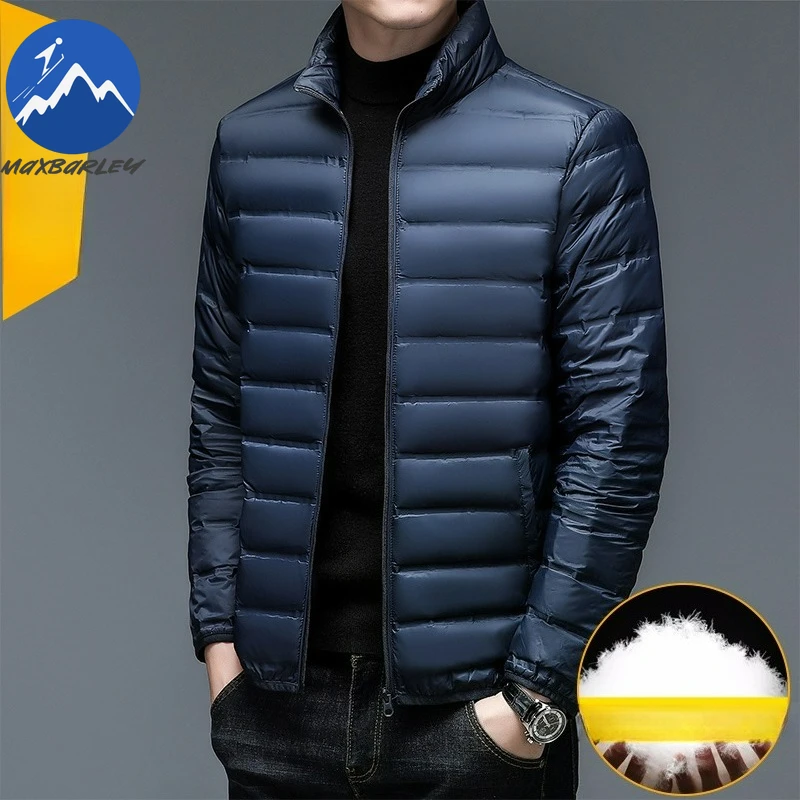 Maxbarley Luxury Men Down Jacket Casual Stand Collar Outdoor Travel Cold Resistant Parka Trendy Urban Thickened Warm Winter Coat